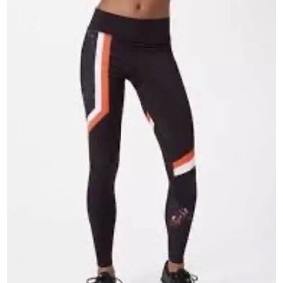 Sweaty Betty Leggings Zero Gravity 7/8 Crop Run Glitch Athletic Black Orange S - Picture 4 of 5